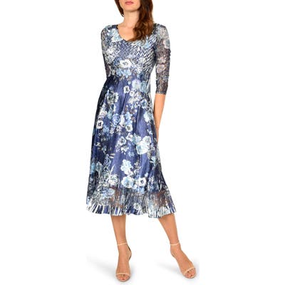 Petite Komarov Charmeuse A-Line Dress, Blue