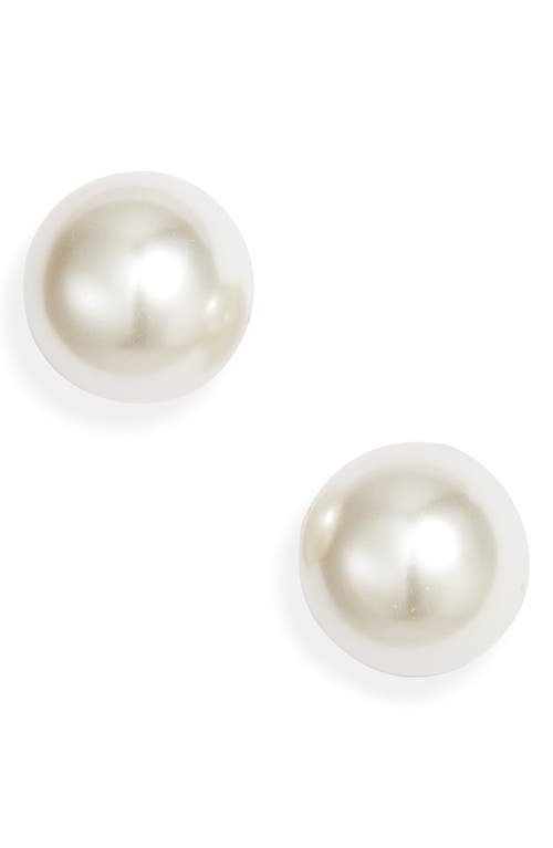 Open Edit Jumbo Imitation Pearl Stud Earrings in White at Nordstrom