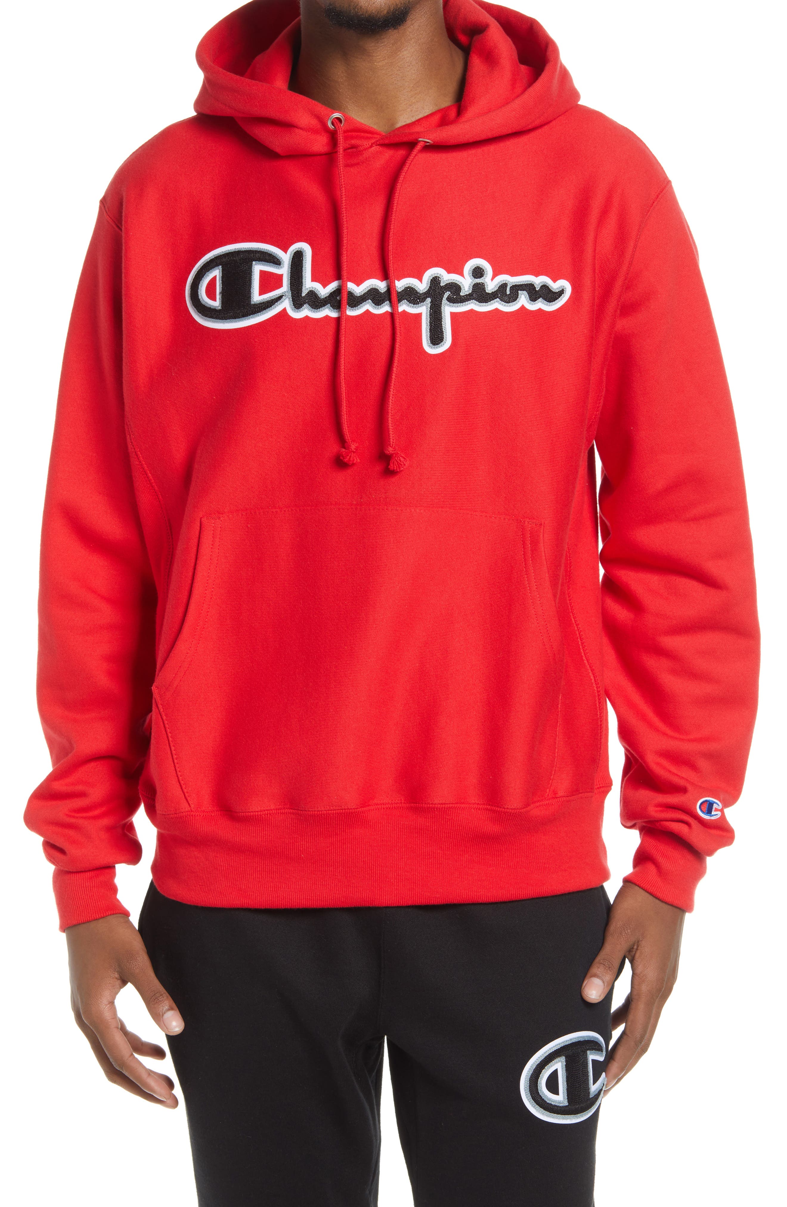 champion sweater mens grey red