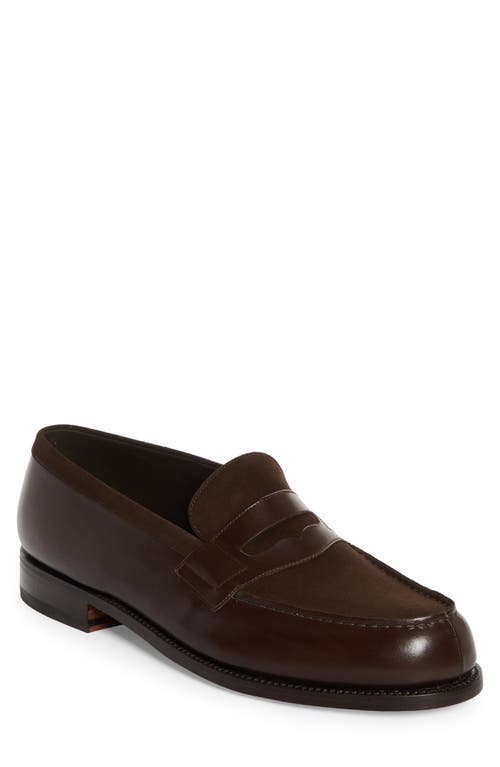 Shop Jm Weston Animation 180 Penny Loafer In Dark Brown