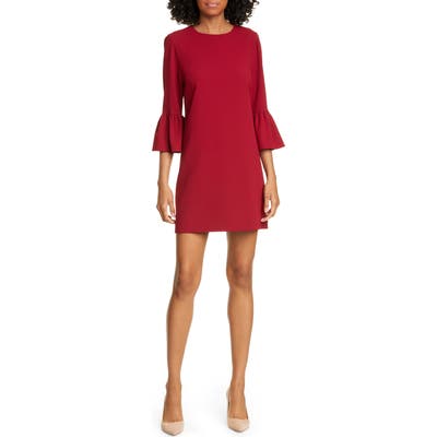 Alice + Olivia Coley Ruffle Sleeve A-Line Dress, Burgundy