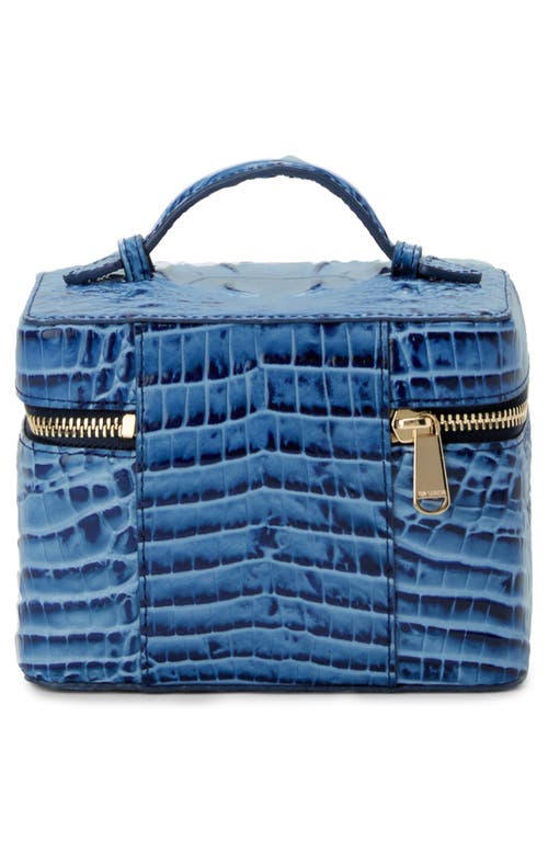 Shop Brahmin Small Charmaine Croc Embossed Leather Train Case In Blue Serenade