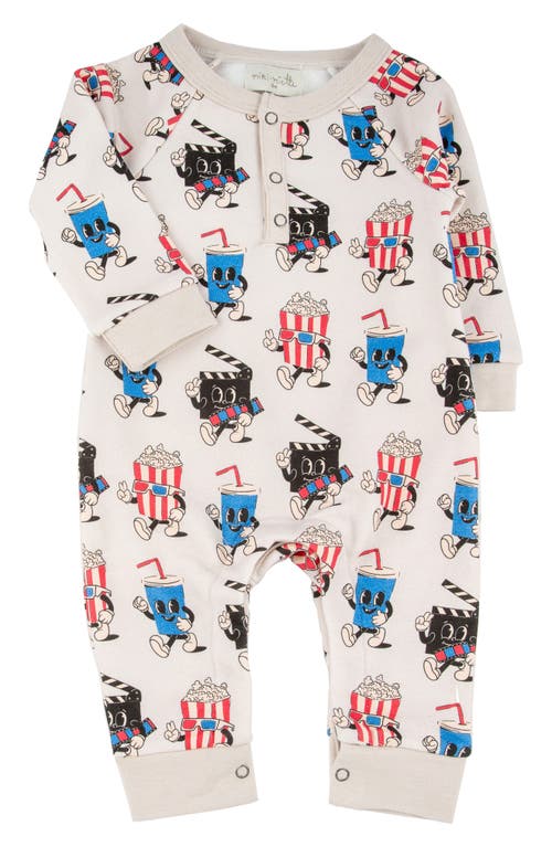 Shop Miki Miette Bailey Movie Print Cotton Henley Romper In Cinerama