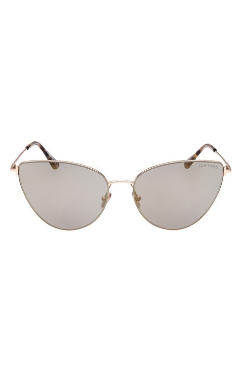 Shop Tom Ford Anais 62mm Cat Eye Sunglasses In Shiny Pale Gold/smoke