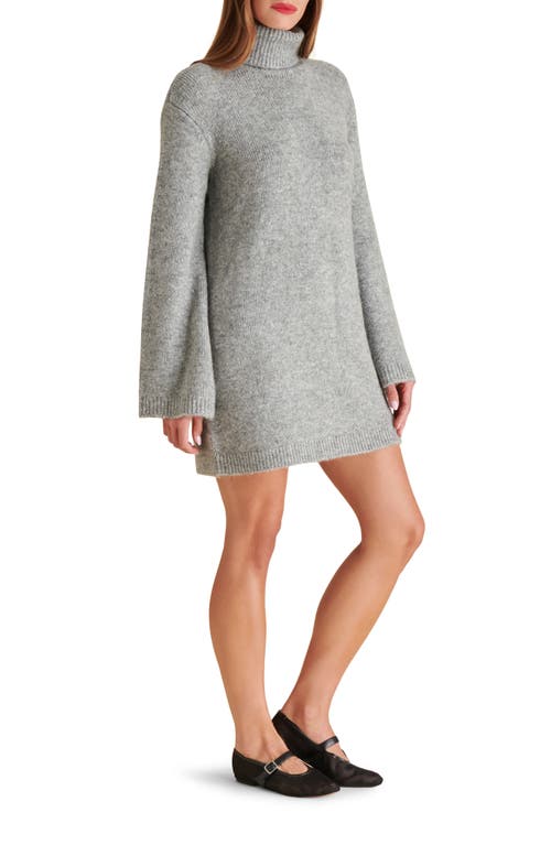 Shop Steve Madden Abbie Long Sleeve Mini Sweater Dress In Heather Grey