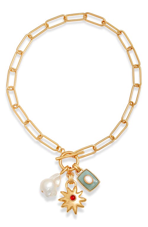 Shop Lizzie Fortunato Helios Sea Charm Pendant Necklace In Gold Multi