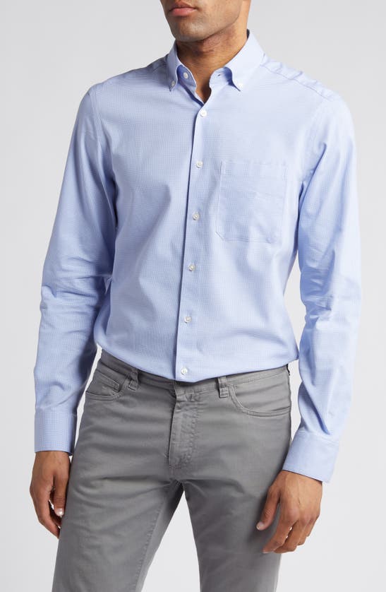 Shop Scott Barber Dobby Check Stretch Button-down Shirt In Blue