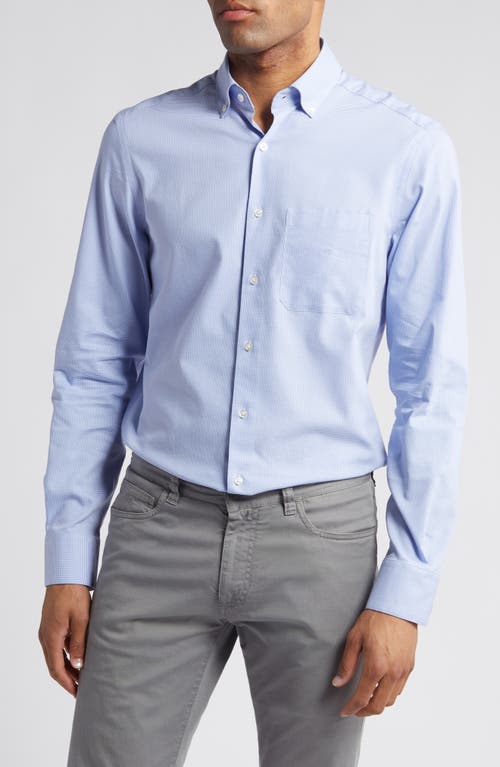 Dobby Check Stretch Button-Down Shirt in Blue