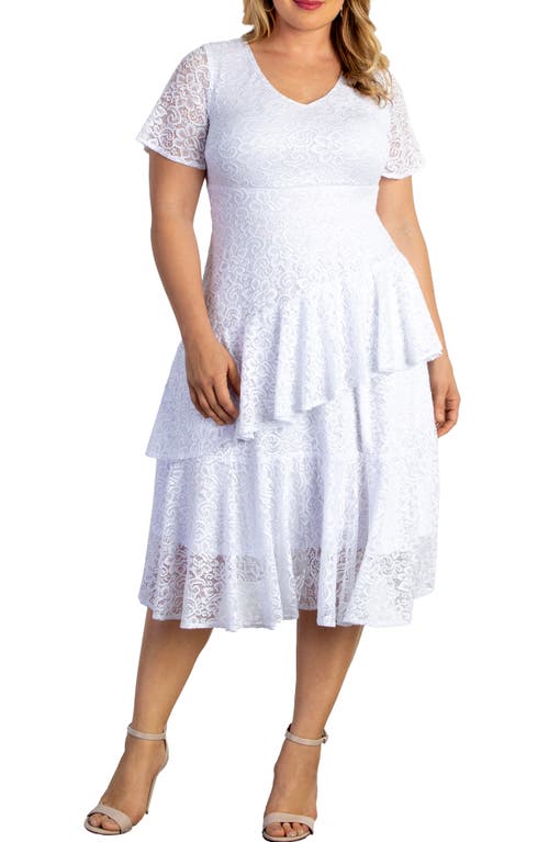 Kiyonna Harmony Lace Midi Dress Pearl at Nordstrom,