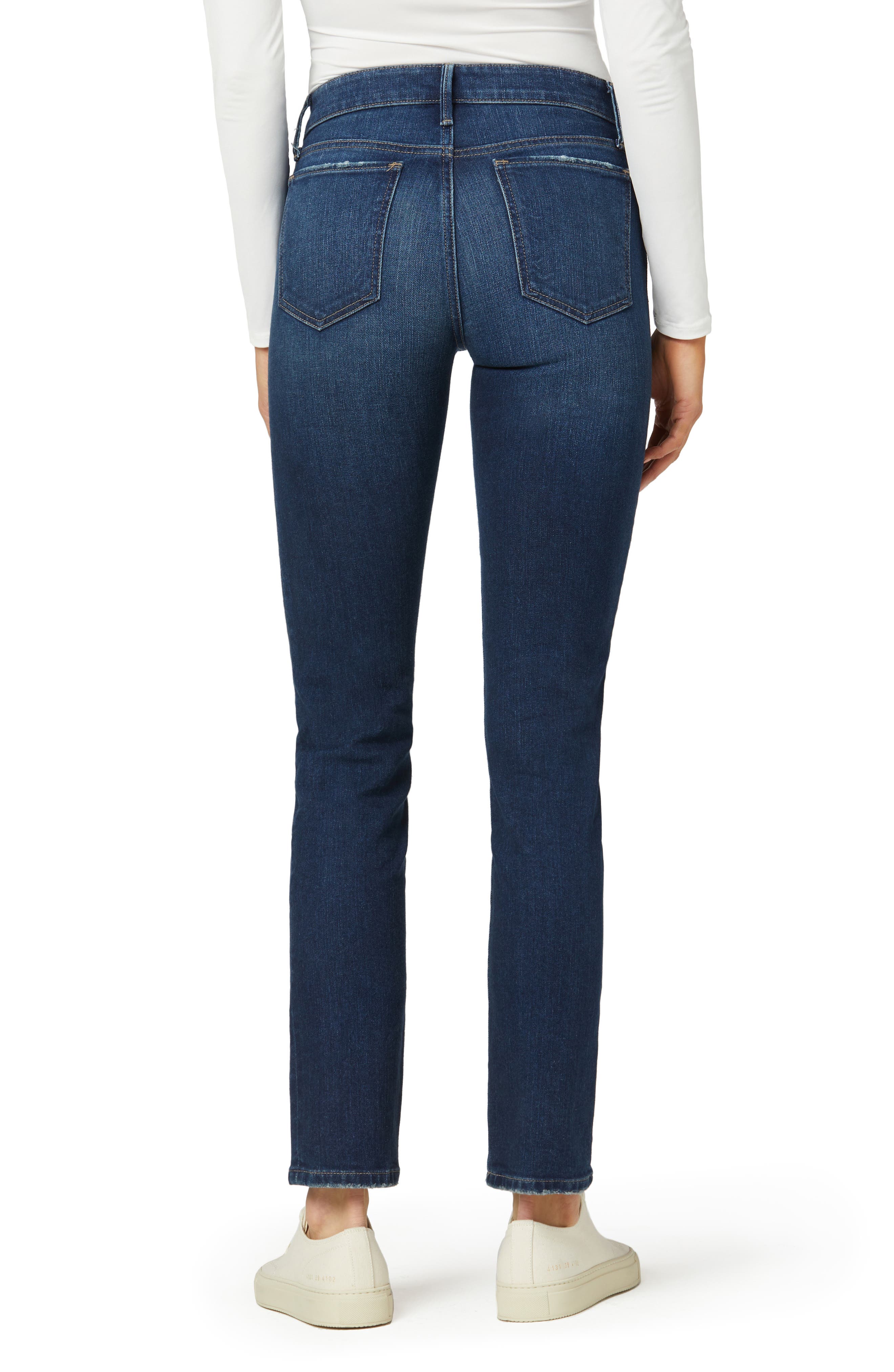 High Rise Ankle Crop Straight Leg Jeans 
