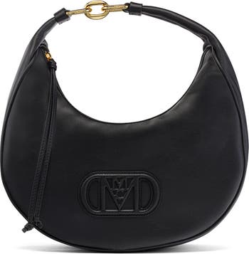 MCM Medium Aren Vi Leather Hobo Bag in Black