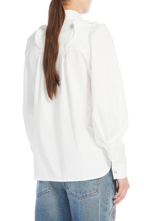 Shop Max Mara Weekend  Pancia Ruffle Detail Cotton Button-up Blouse In White