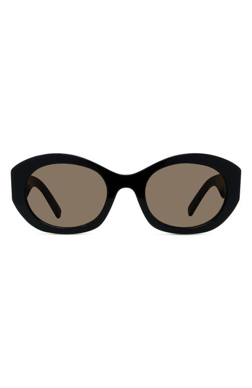 Shop Givenchy 4g Oval Sunglasses In Shiny Black/brown