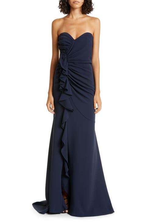 Hyde Ruffle Strapless Trumpet Gown