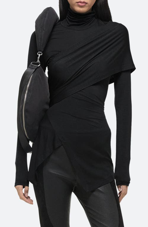 Shop Helmut Lang Protection Draped Asymmetric Turtleneck Top In Black