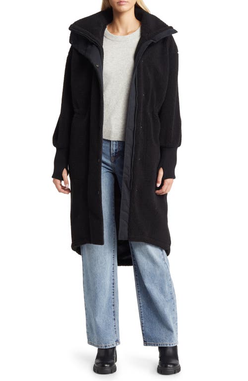 UGG(r) Rhiannon High Pile Fleece Longline Coat in Black
