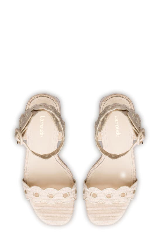 Shop Larroude Larroudé Dolly Embroidered Raffia Platform Sandal In Natural