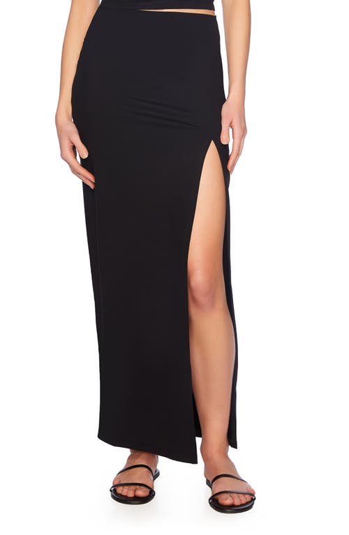 Front Slit Maxi Skirt in Black