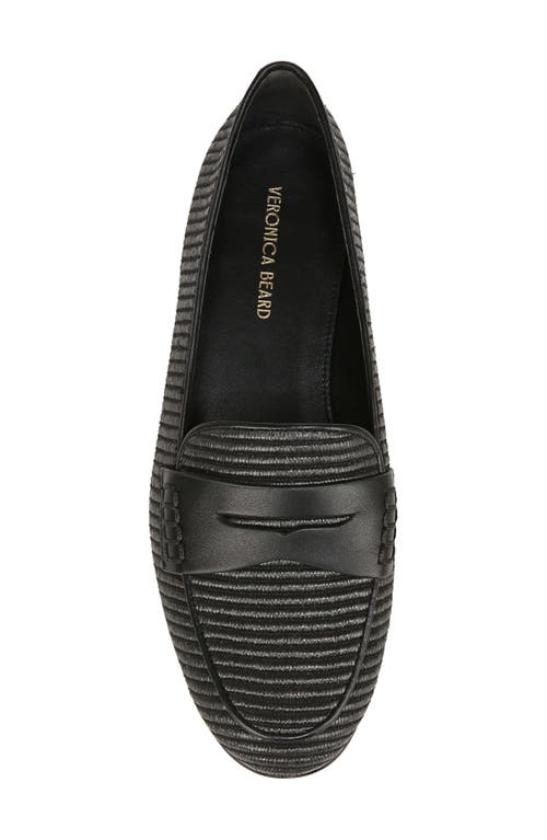 Veronica Beard Raffia Leather Slip-on Penny Loafers In Black/black