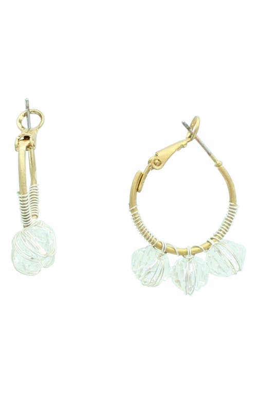 Shop Olivia Welles Mila Beaded Hoop Earrings In Gold/clear