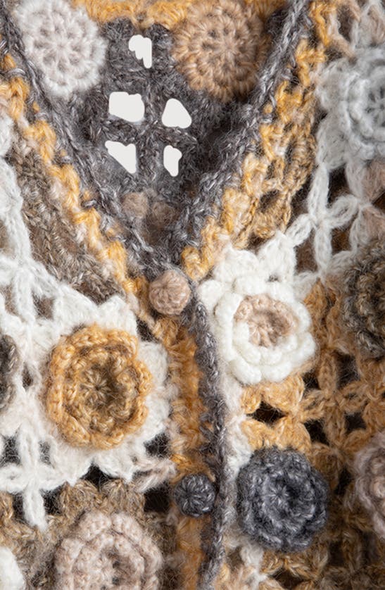 Shop Saachi Crochet Blossom Cardigan In Mustard