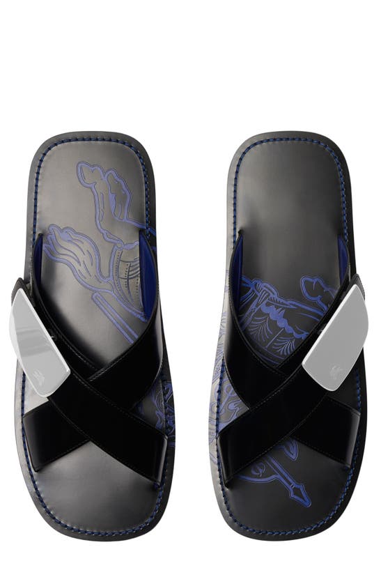 Shop Burberry Ekd Shield Slide Sandal In Black