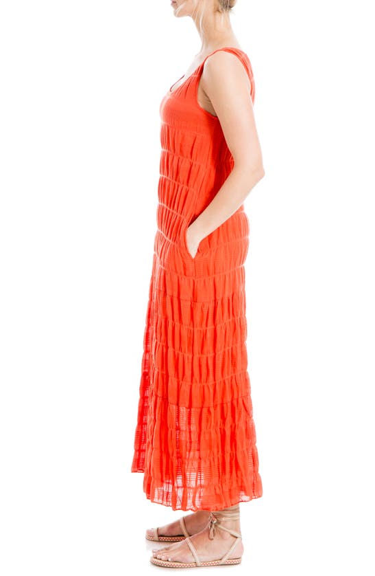 Max Studio London Smocked Tiered Maxi Dress In Papaya-papaya
