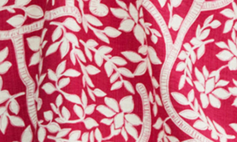 Shop Mango Cutout Detail Long Sleeve Floral Dress In Fuchsia