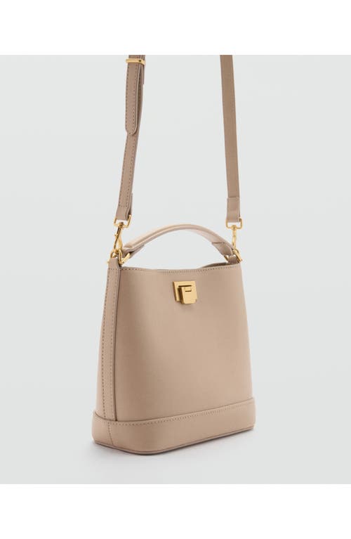 Shop Mango Mini Faux Leather Shopper Bag In Light/pastel Brown