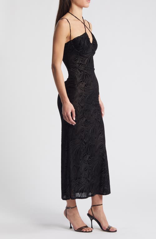 Shop Rare London Burnout Mesh Maxi Dress In Black