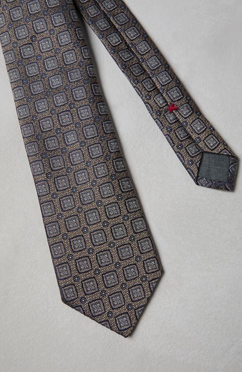 Shop Brunello Cucinelli Silk Tie With Pattern In Light Brown