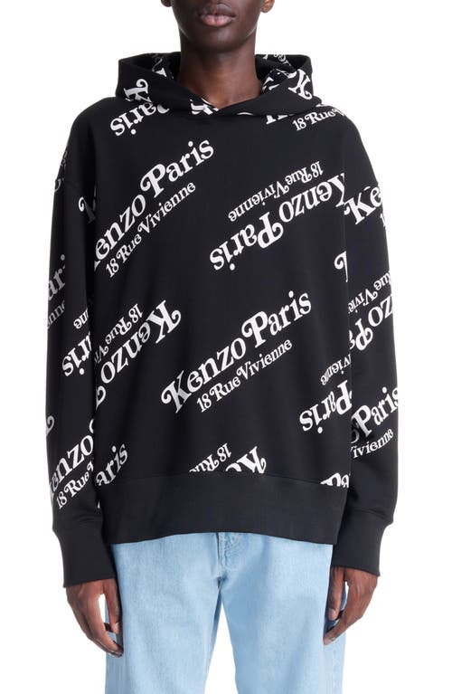 KENZO Verdy Logo Oversize Cotton Graphic Hoodie Black at Nordstrom,