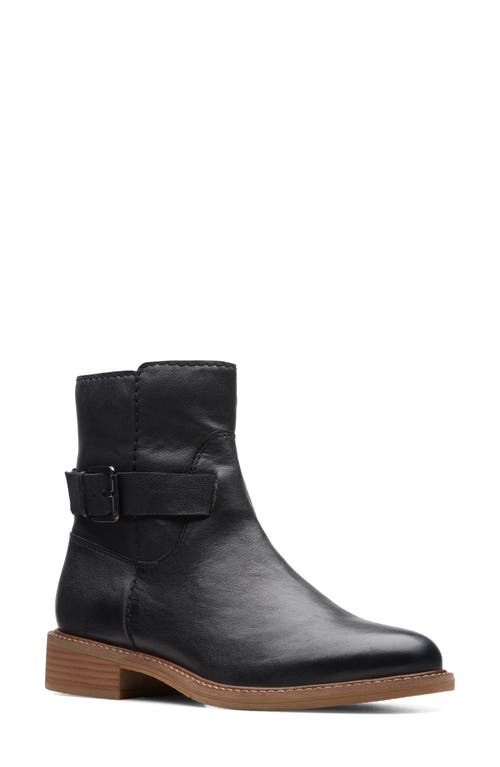 Clarks(r) Cologne Strap Bootie in Black Leather at Nordstrom, Size 10