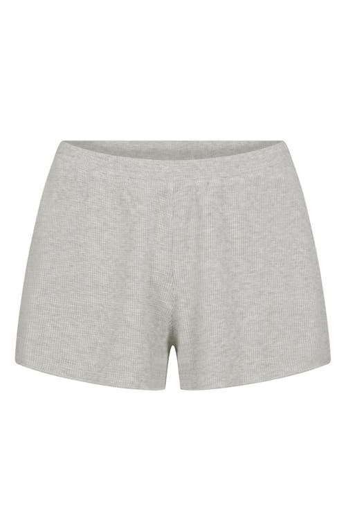 Shop Skims Waffle Shorts In Light Heather Grey