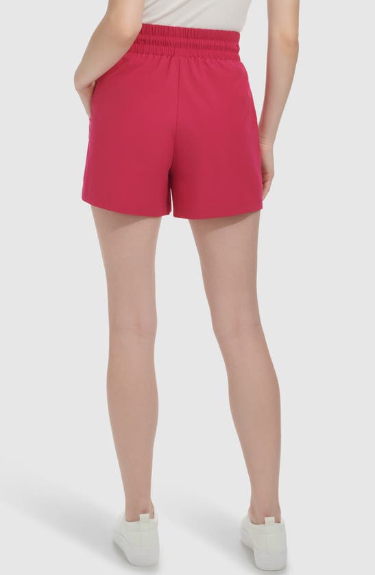 Shop Andrew Marc Lightweight Drawstring Shorts In Dragon Fruit