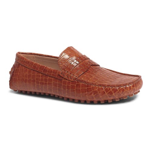 Carlos Santana Ritchie Penny Loafer In Tan Croco