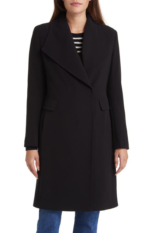 Via Spiga Swing Crepe Coat Black at Nordstrom,