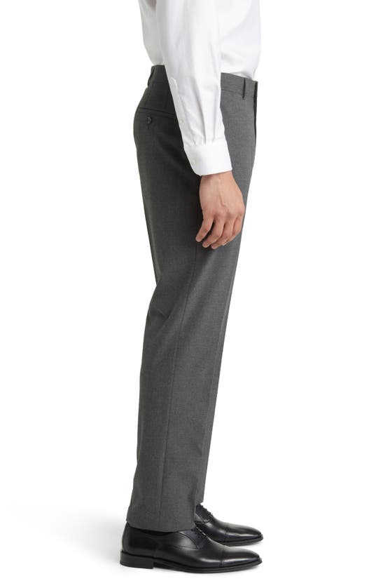 Shop Nordstrom Trim Fit Flat Front Stretch Trousers In Charcoal