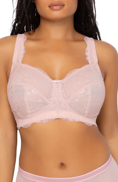 Curvy Couture Luxe Lace Wireless Bralette in Blushing Rose