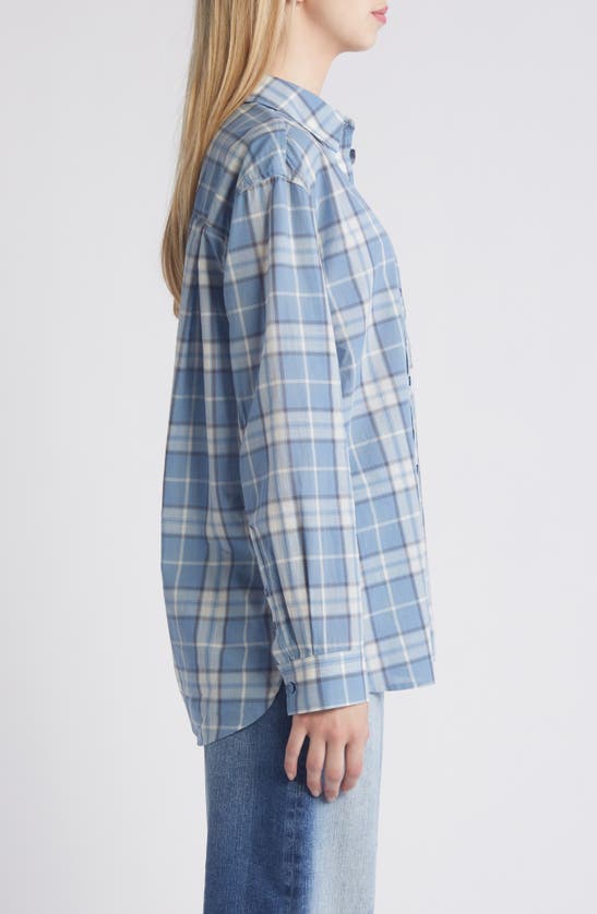 Shop Treasure & Bond Casual Button-up Shirt In Blue Stacy Plaid