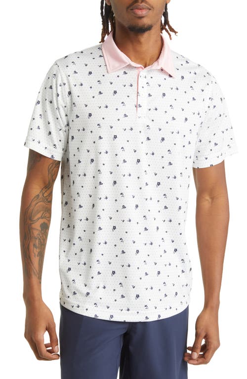 Swannies Adler Floral Golf Polo in White-Flamingo at Nordstrom, Size Large