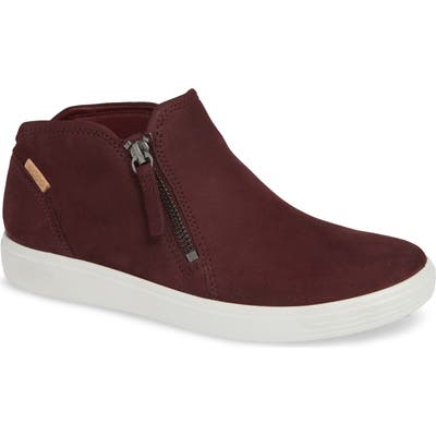 Ecco Soft 7 Mid Top Sneaker, Burgundy