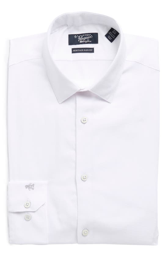 Original Penguin Heritage Slim Fit Dress Shirt In White Blue Dobby ...