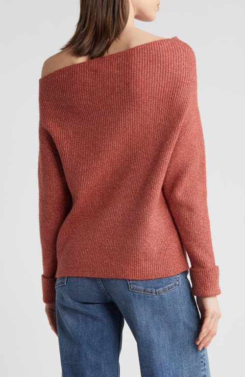 Shop Treasure & Bond One-shoulder Rib Sweater In Rust Marsala