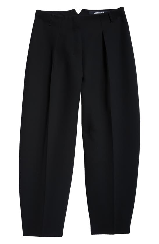 Shop Jacquemus Le Pantalon Ovalo Wide Leg Trousers In Black