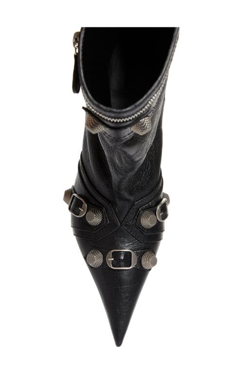 Shop Balenciaga Cagole Pointed Toe Kitten Heel Boot In 1081 Black/silver