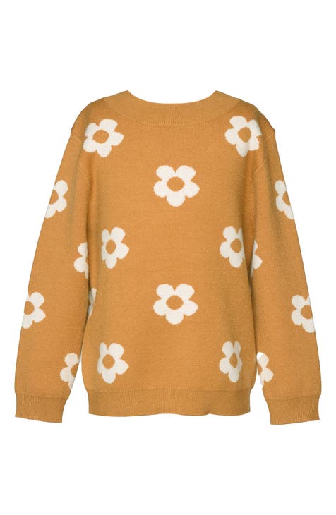 Short Sleeved Crewneck Sweater - Yellow Daisy Yellow