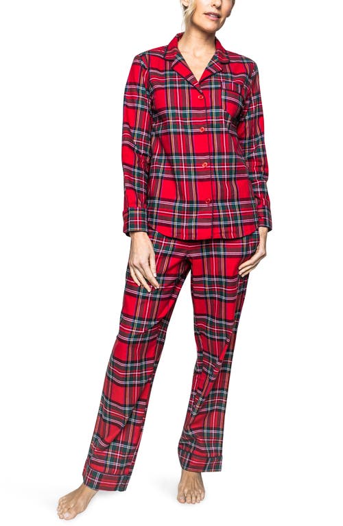 Petite Plume Imperial Tartan Cotton Pajamas in Red