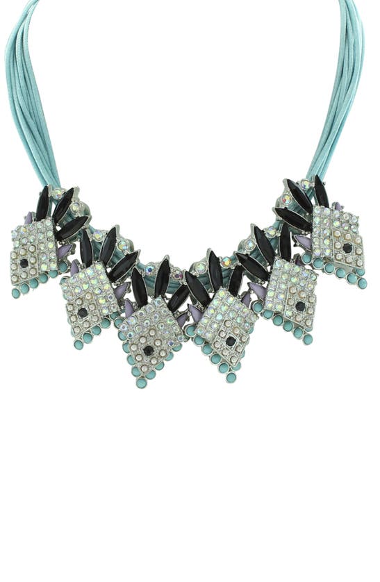 Shop Olivia Welles Frost And Ice Crystal Choker Necklace In Blue