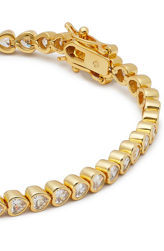 Shop Kate Spade Sweetheart Delicate Cubic Zirconia Tennis Bracelet In Gold